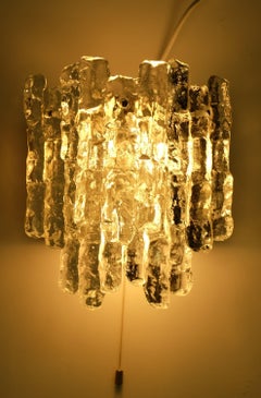Kalmar Ice Glass Sconce Murano Wandleuchten, Österreich 1960er Jahre