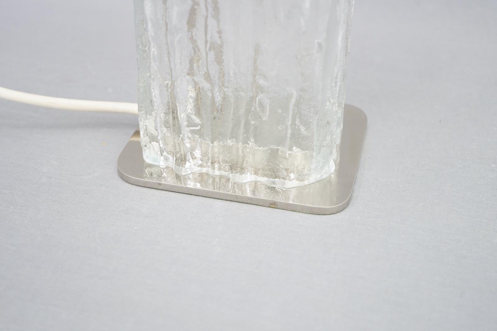 Mid-Century Modern Kalmar Ice Glass Table Lamp Frankenberg Austria, 1970s For Sale
