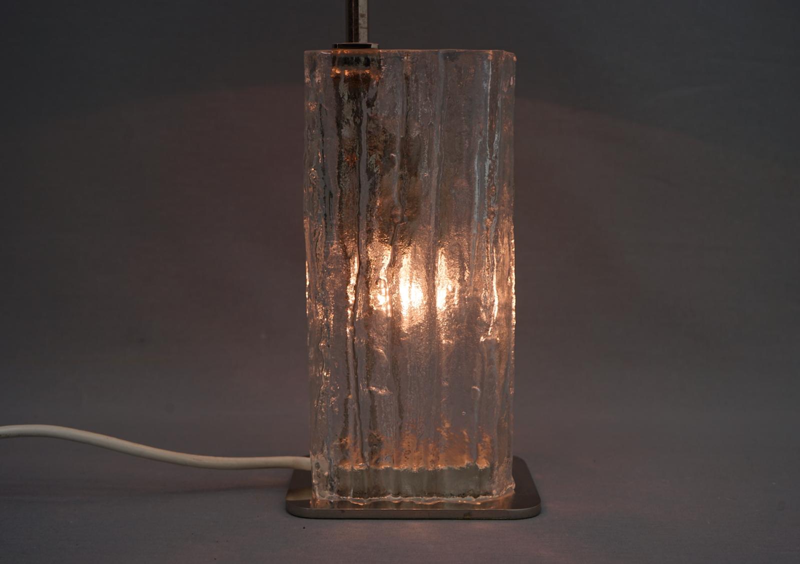 Late 20th Century Kalmar Ice Glass Table Lamp Frankenberg Austria, 1970s For Sale