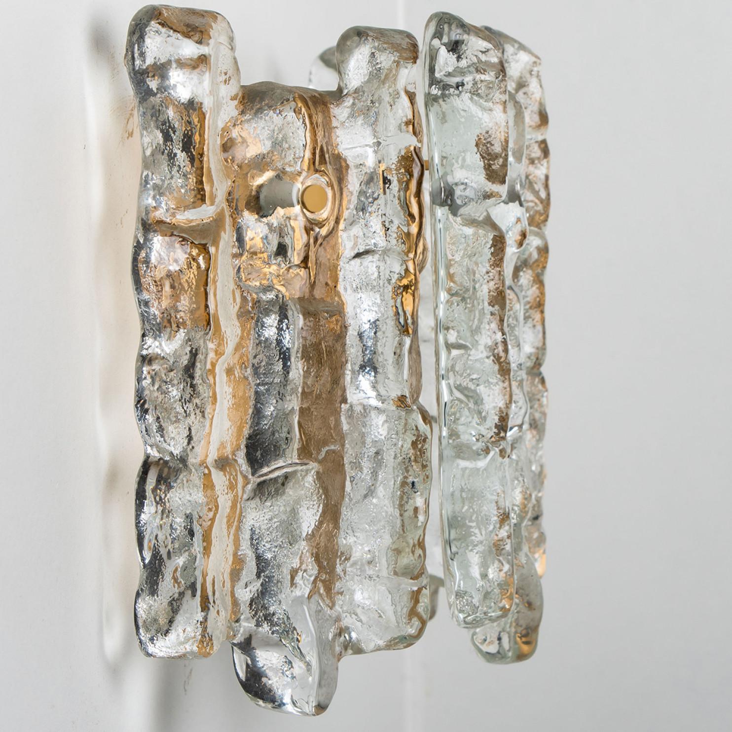 Kalmar Ice Glass Wall Sconces 3 Tiers by J.T. Kalmar, 1970s For Sale 2