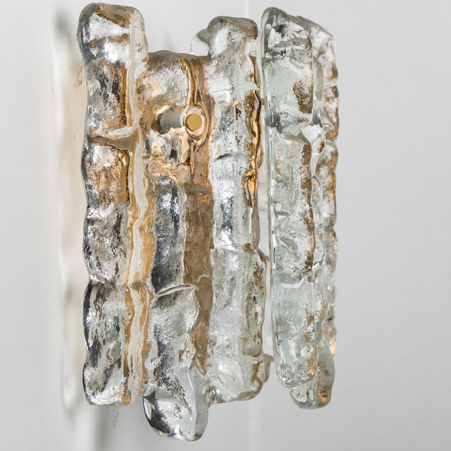 Kalmar Ice Glass Wall Sconces 3 Tiers by J.T. Kalmar, 1970s in vendita 2