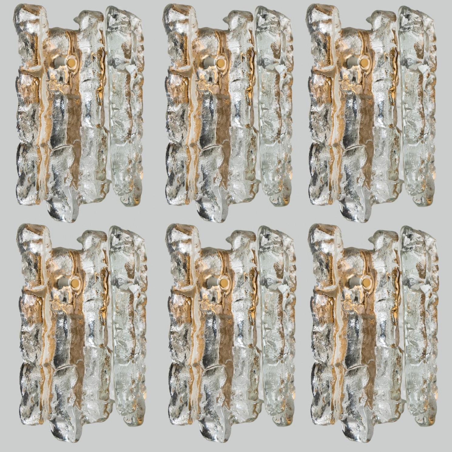 Kalmar Ice Glass Wall Sconces 3 Tiers by J.T. Kalmar, 1970s in vendita 4