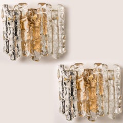 Kalmar Ice Glass Wall Sconces 3 Tiers by J.T. Kalmar, 1970s