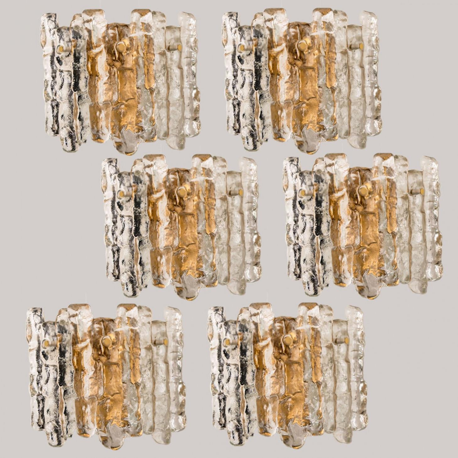 Altro Kalmar Ice Glass Wall Sconces 3 Tiers by J.T. Kalmar, 1970s in vendita