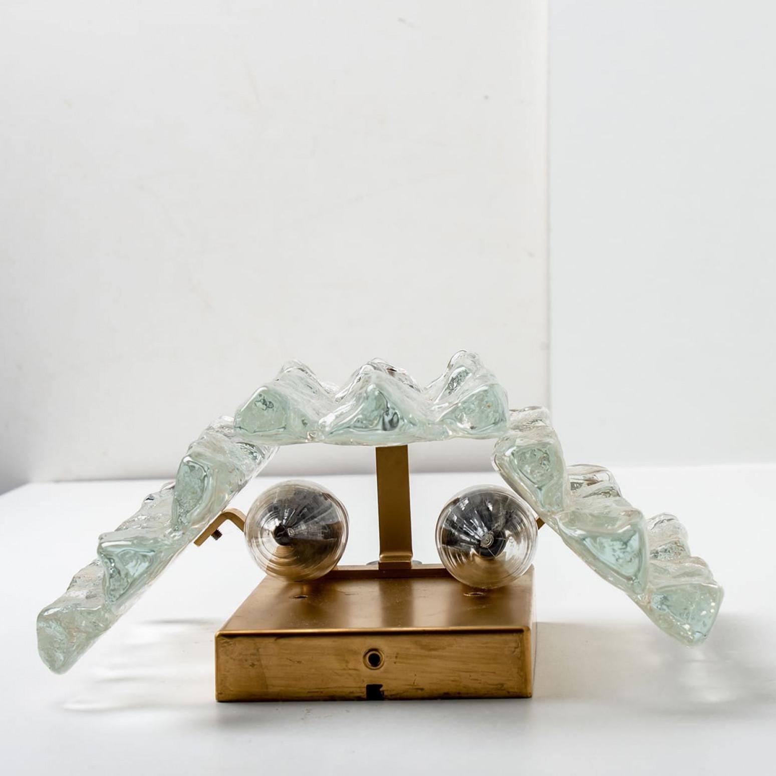 Fine XX secolo Kalmar Ice Glass Wall Sconces 3 Tiers by J.T. Kalmar, 1970s in vendita