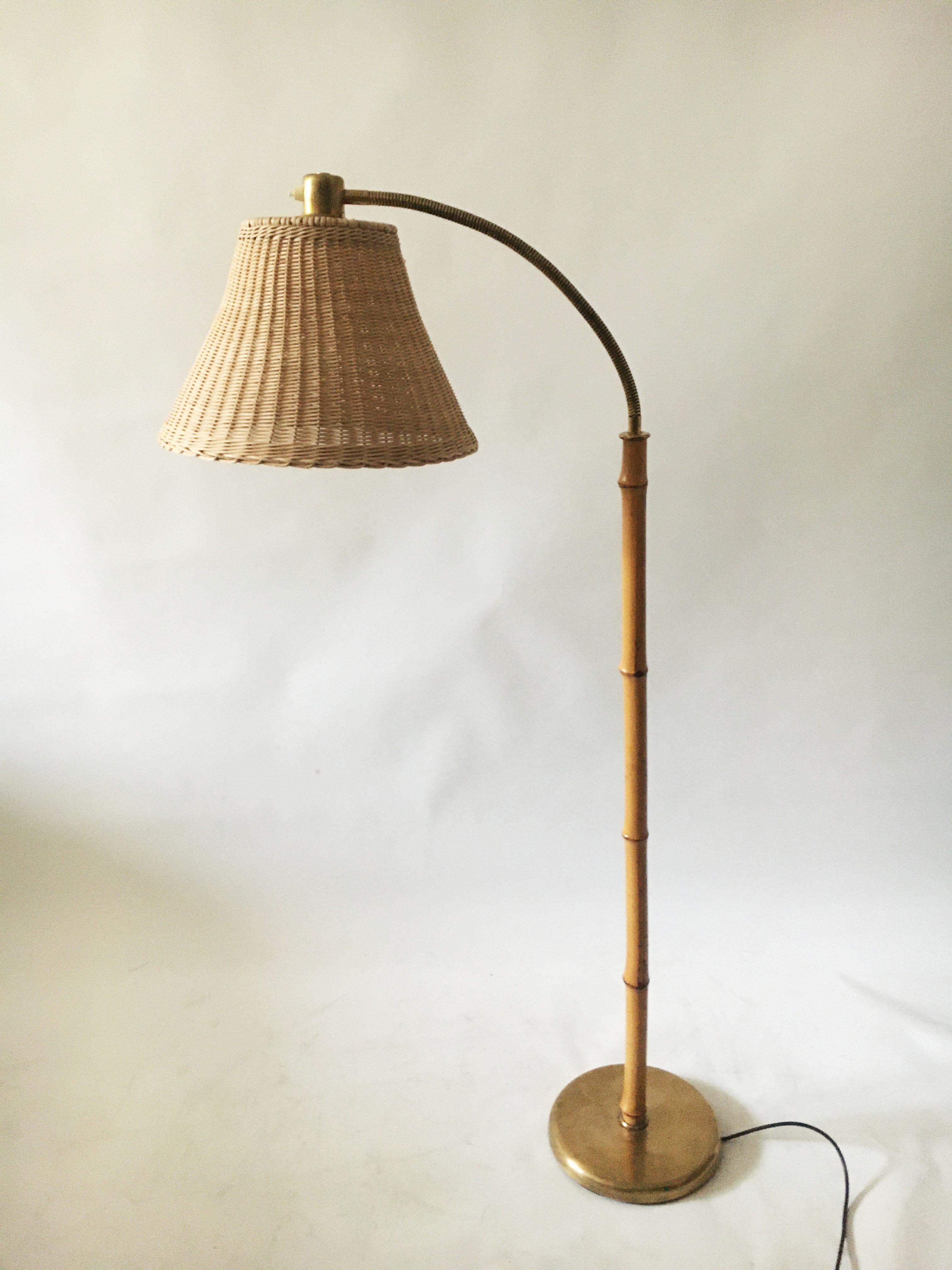 Kalmar Josef Frank Floor Lamp Bamboo Brass, Austria, 1950s In Good Condition In Vienna, AT