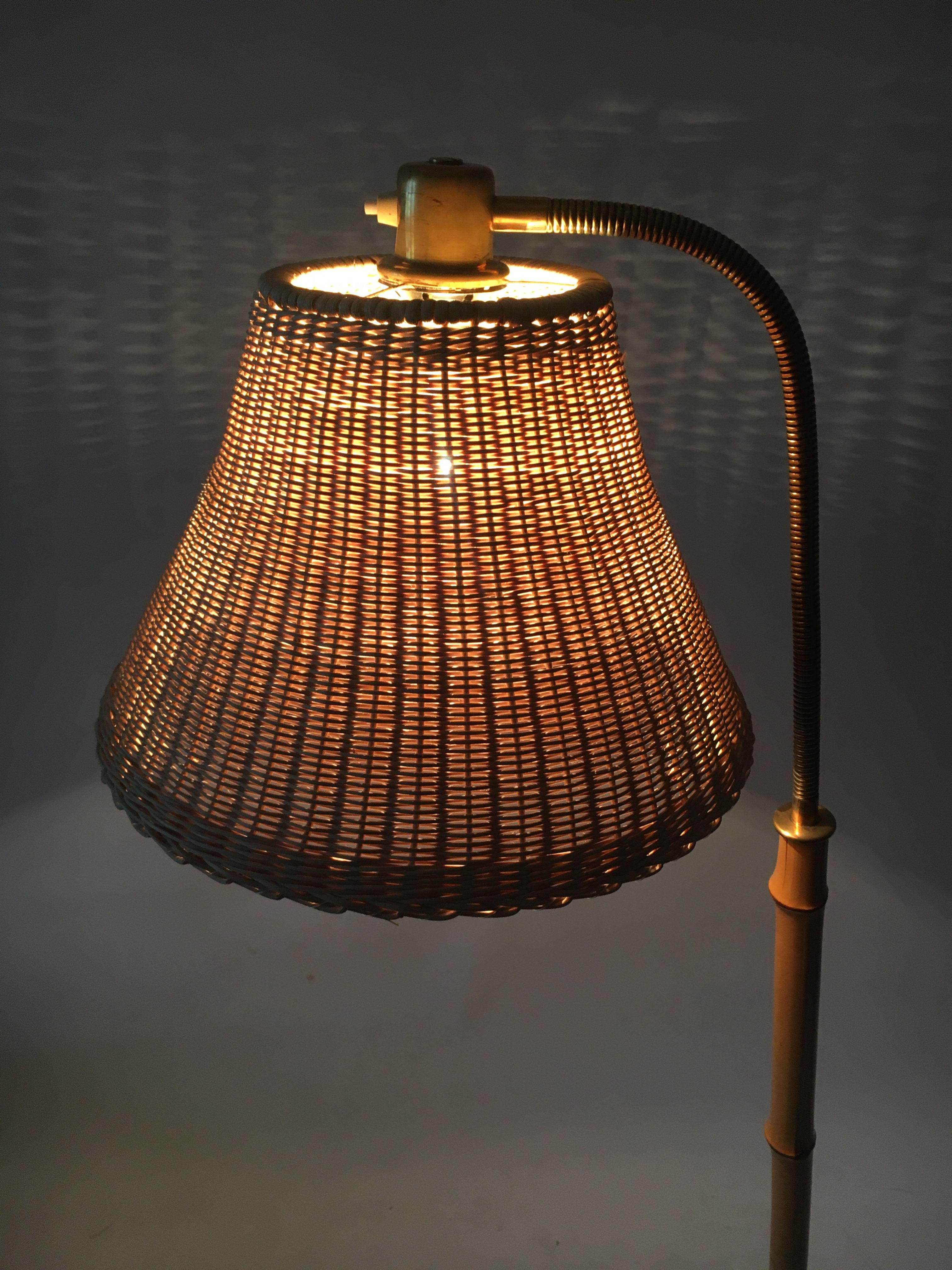 Kalmar Josef Frank Floor Lamp Bamboo Brass, Austria, 1950s 1