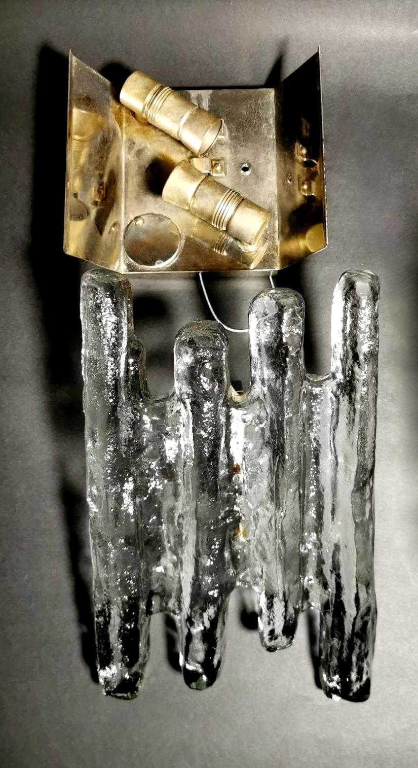 Kalmar J.T. Austrian Designer Pair of Ice Glass Wall Sconces For Sale 9