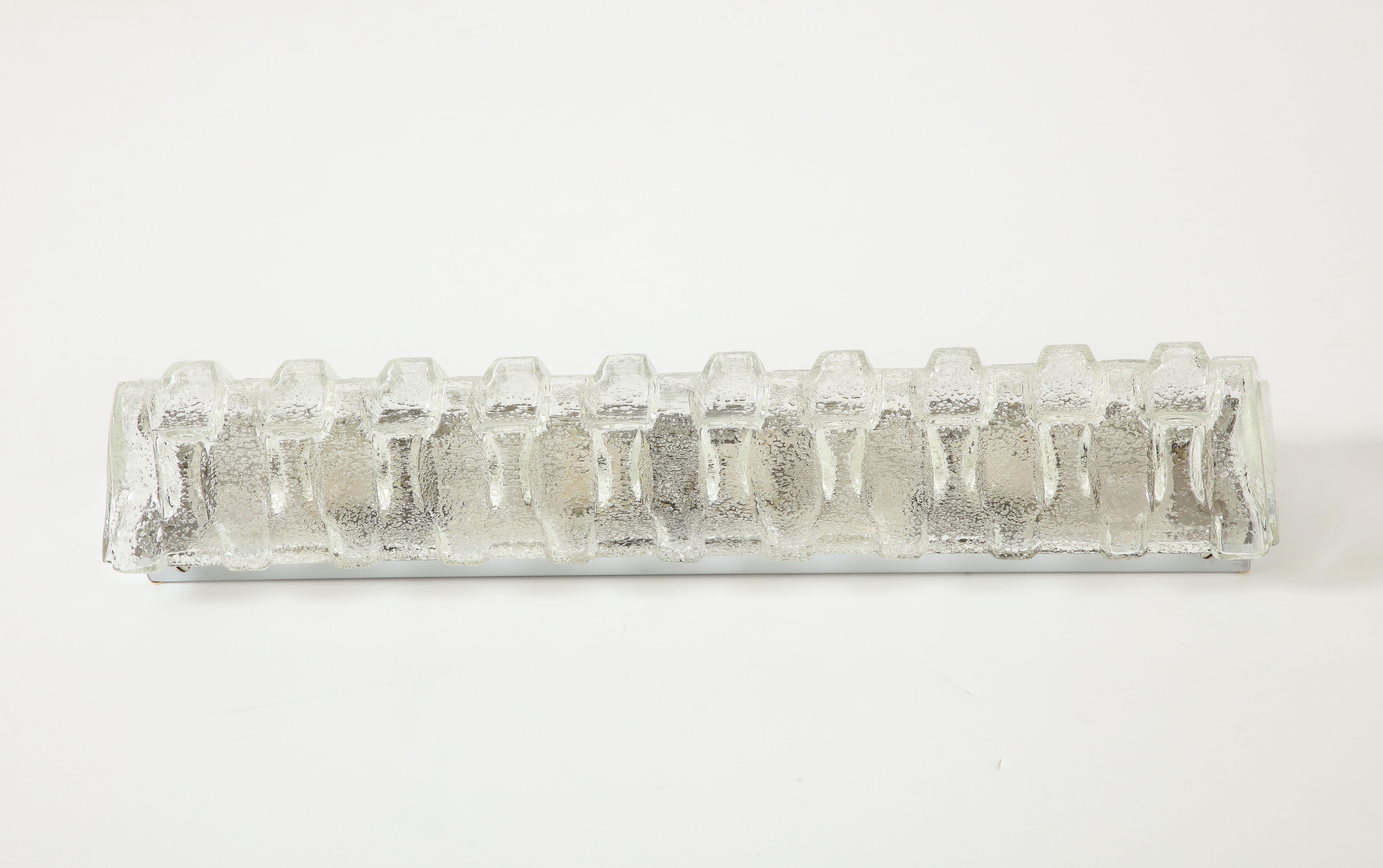 Scandinavian Modern Kalmar Large Rectangular Ice Glass Sconces For Sale