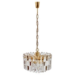 Kalmar Large "Palazzo" Ice Crystal Glass & Gilt Brass Chandelier Austria, 1970s