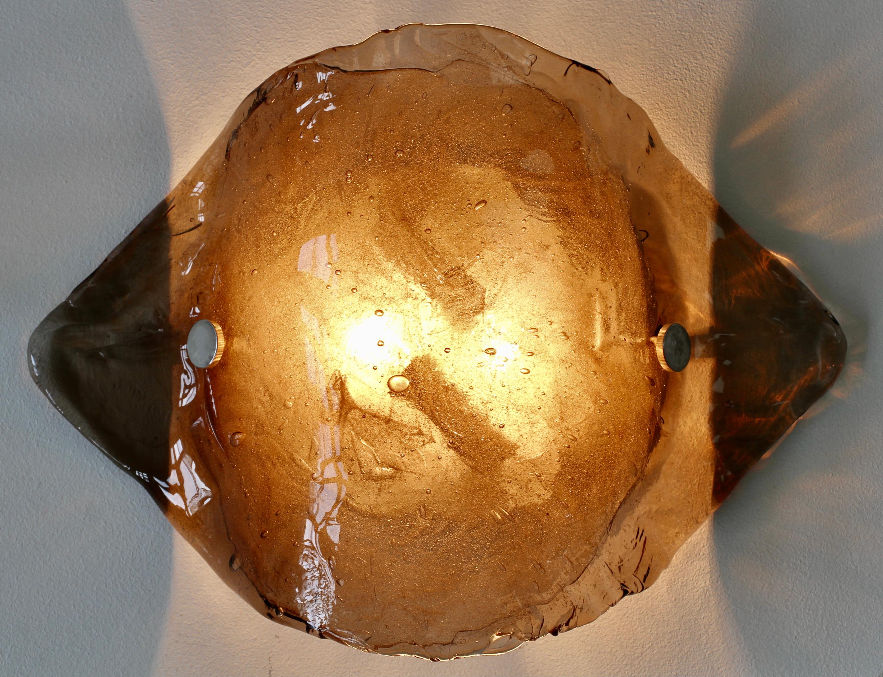Austrian Kalmar Large Vintage Midcentury 1970s Mazzega Textured Glass Wall Light / Sconce For Sale