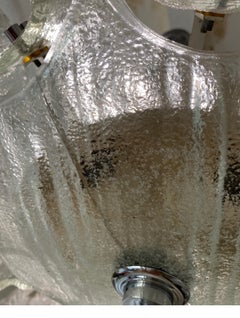 Kalmar Lighting Lampadario Vetro Ghiaccio Prima Struttura Cromo, Austria, 1970