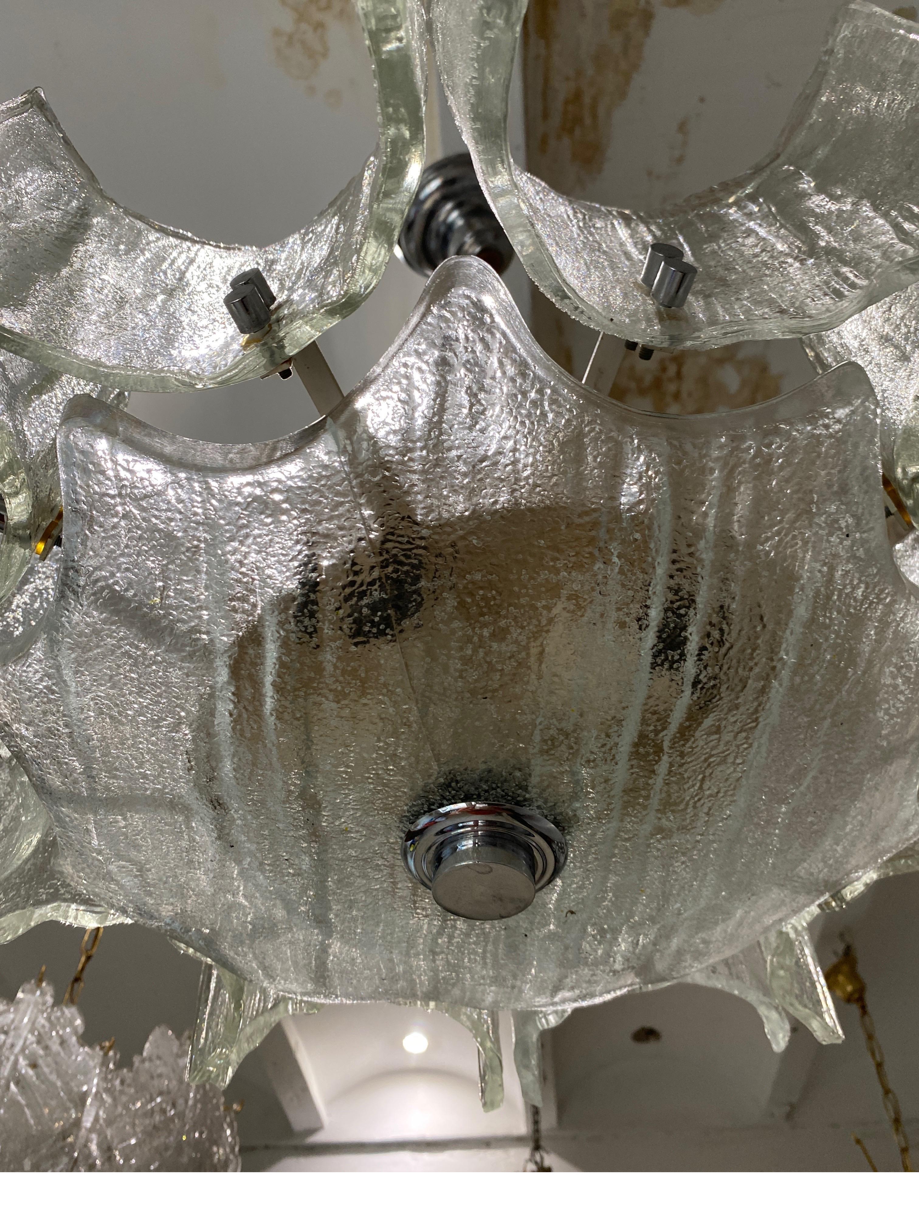Kalmar Lighting Chandelier Glass Ice First Chrome Structure, Austria, 1970 In Fair Condition For Sale In DÉNIA, ES