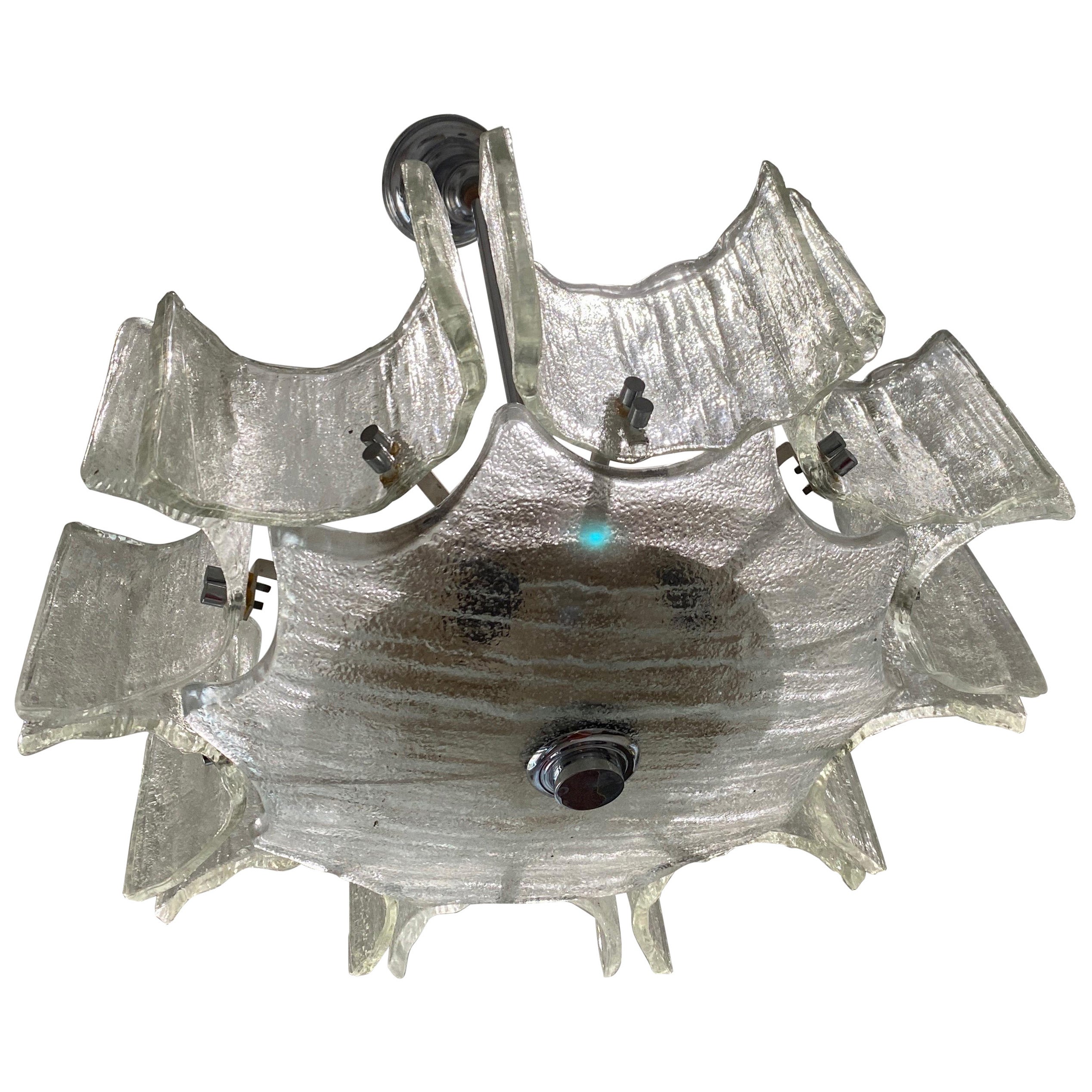 Kalmar Lighting Chandelier Glass Ice First Chrome Structure, Austria, 1970