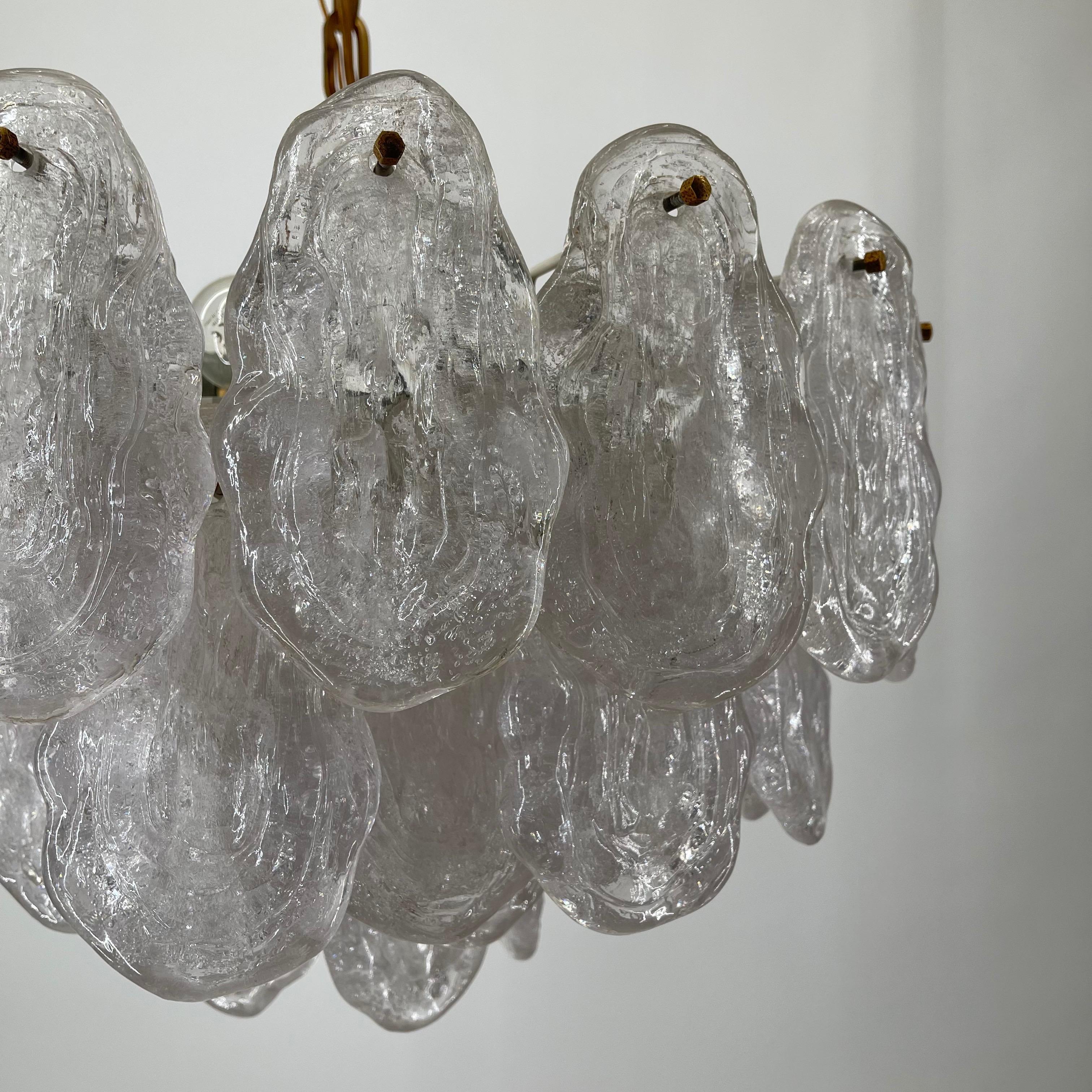 Metal Kalmar Lucite Tears Brass Chandelier, Austria, 1970s For Sale