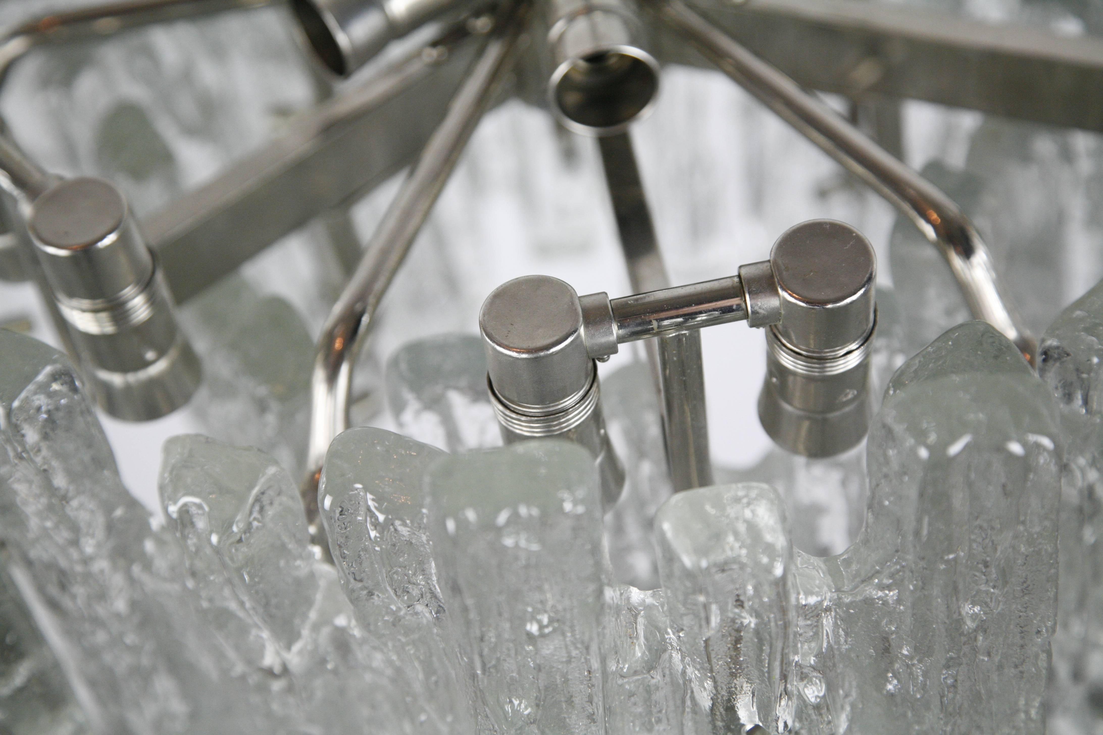 Kalmar Matte Ice Glass Chandelier, Austria, 1960s 2