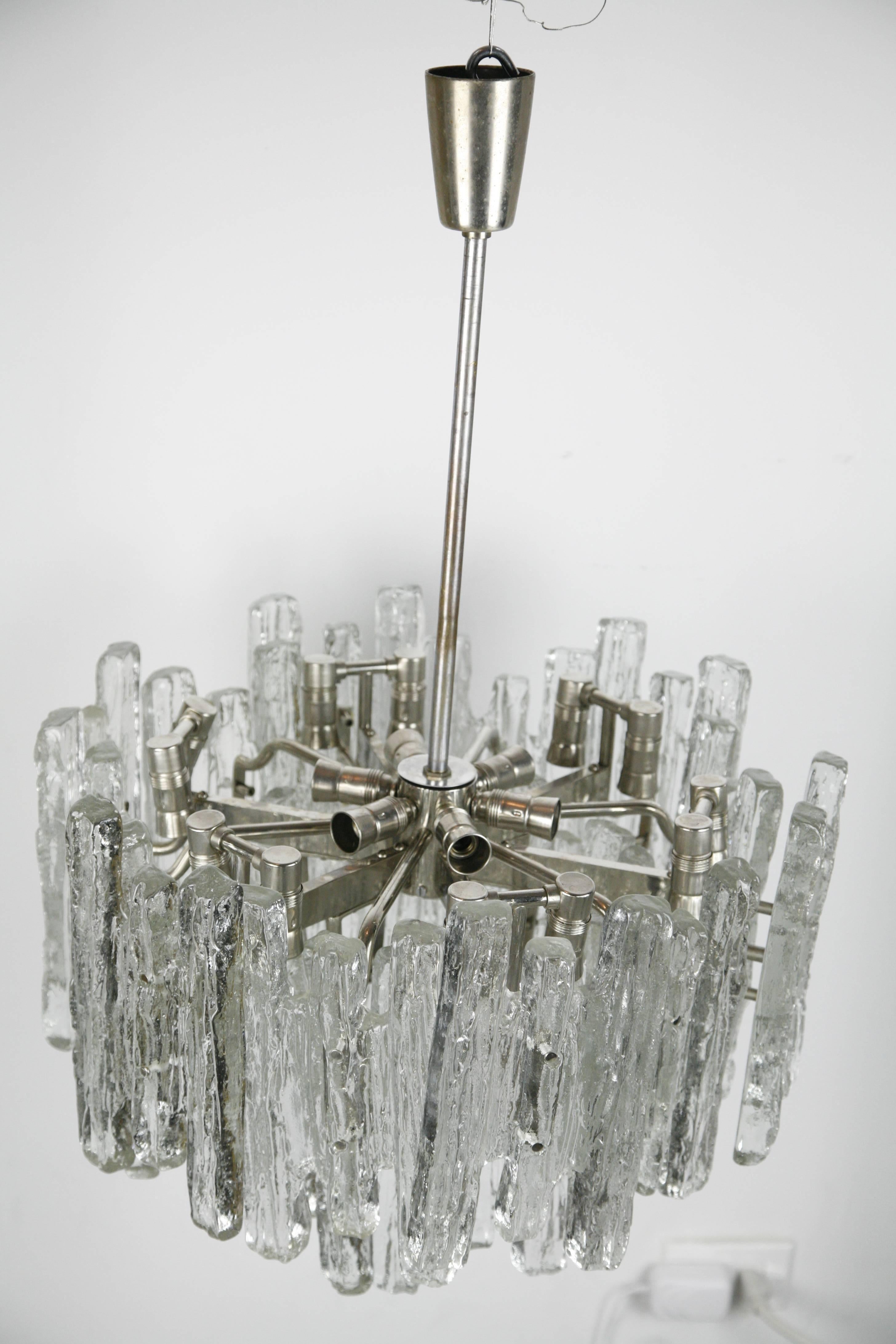 Kalmar Matte Ice Glass Chandelier, Austria, 1960s 7