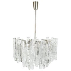 Vintage Kalmar Matte Ice Glass Chandelier, Austria, 1960s