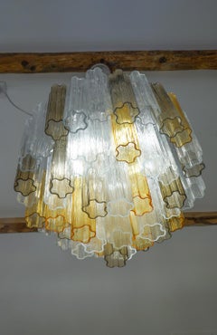 Kalmar Mid-Century Modern Amber Crystal Murano Glass Tronchi Chandelier, 1980s