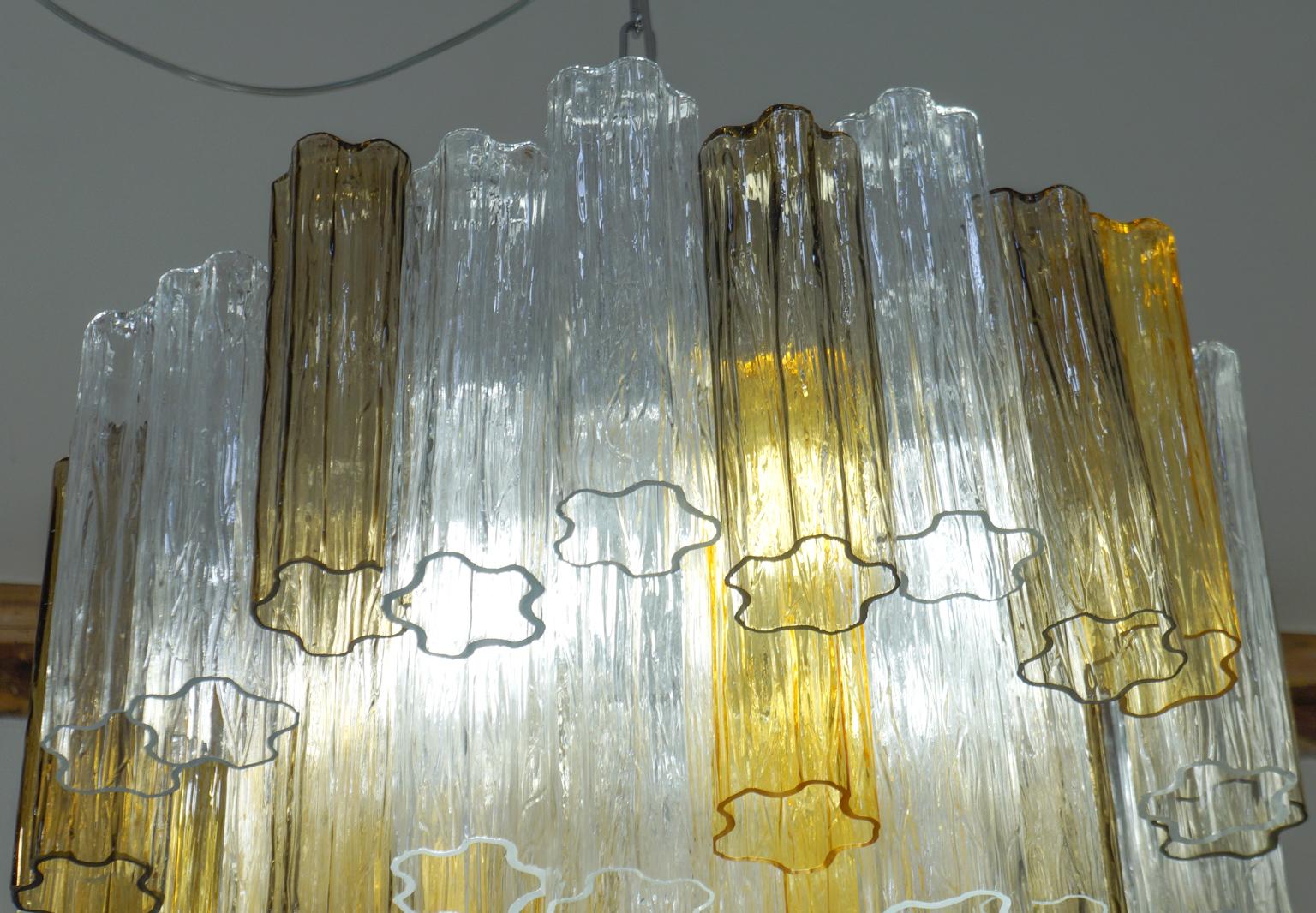 Kalmar Mid-Century Modern Amber Crystal Murano Glass Tronchi Kronleuchter, 1980er Jahre (Moderne der Mitte des Jahrhunderts) im Angebot