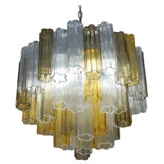 Kalmar Mid-Century Modern Amber Crystal Murano Glass Tronchi Chandelier, 1980s