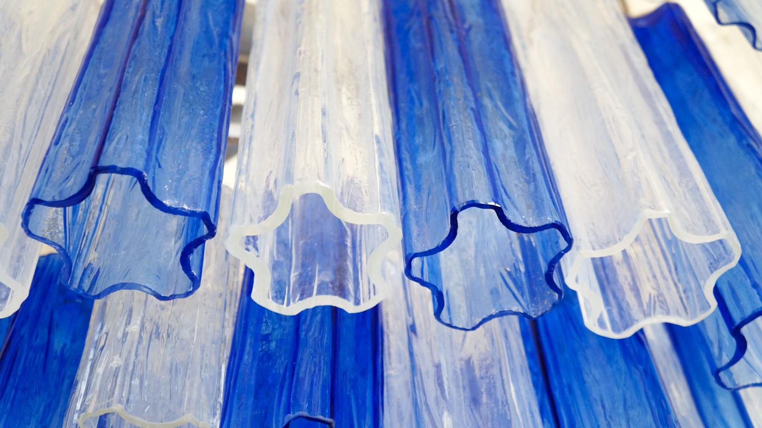 Kalmar Mid-Century Modern Blue Crystal Murano Glass Tronchi Chandelier, 1980s For Sale 6