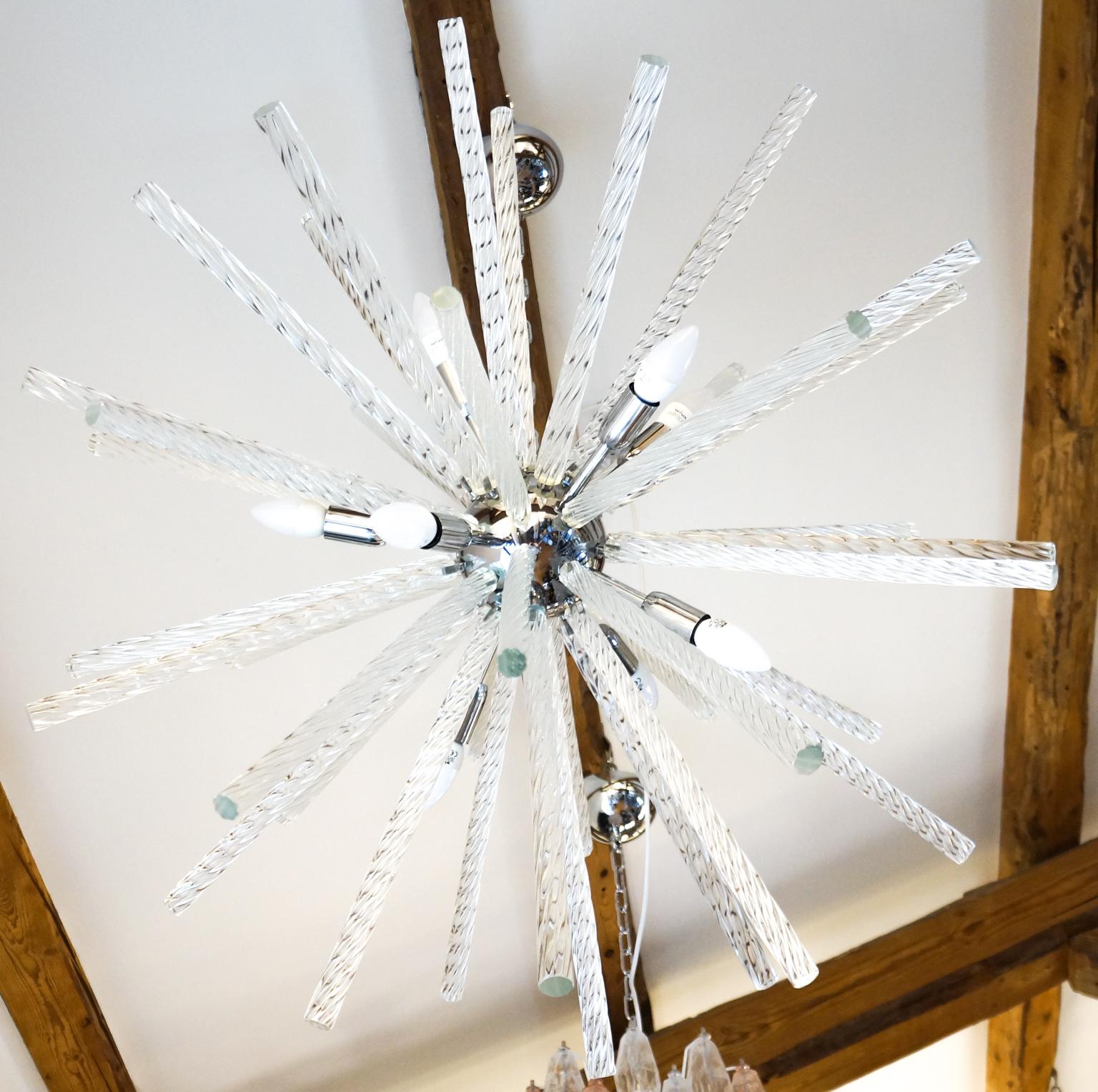 Kalmar Araña de cristal Triedri Murano Moderna de Mitad de Siglo Sputnik, 1982 en venta 3