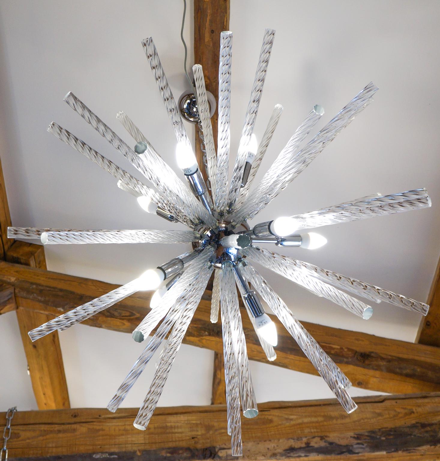 Kalmar Mid-Century Modern Crystal Triedri Murano Chandelier Sputnik, 1982 For Sale 10