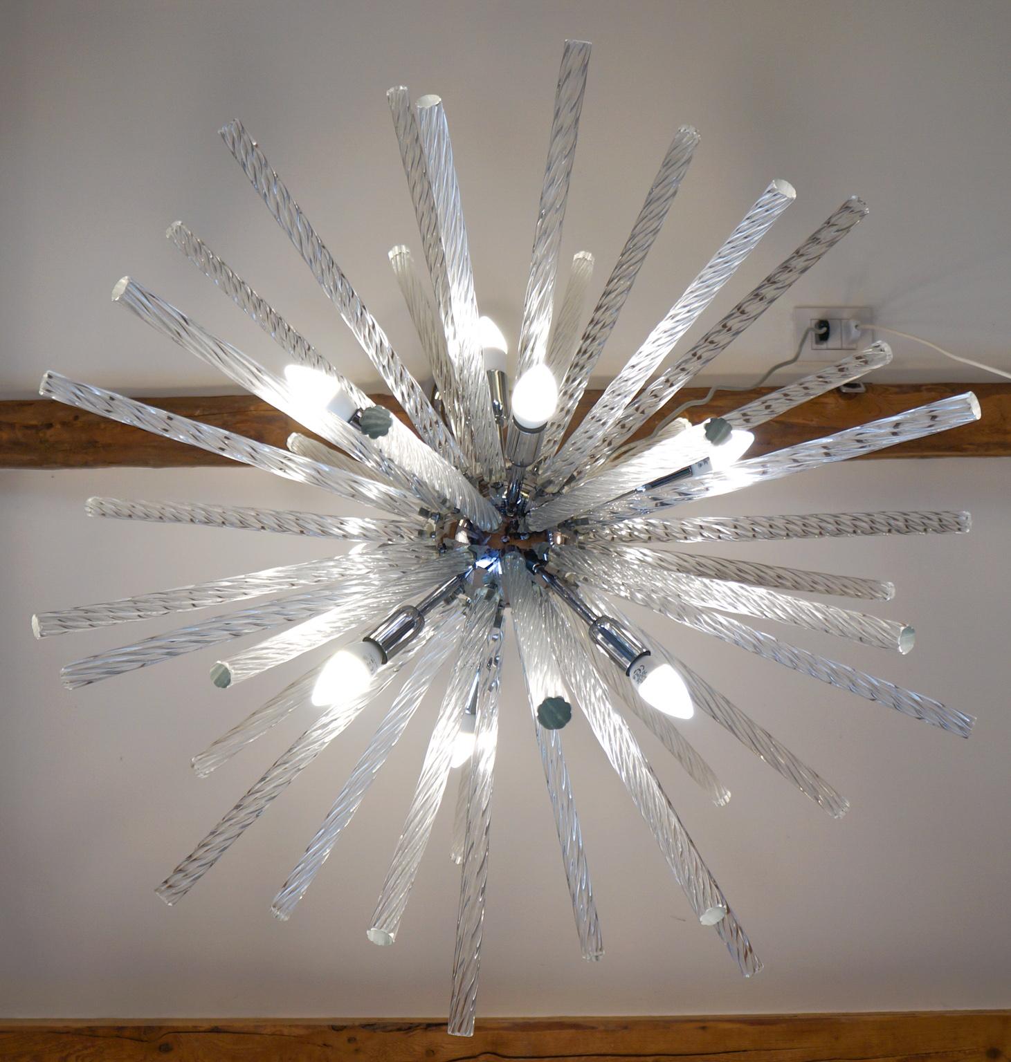 Kalmar Mid-Century Modern Crystal Triedri Murano Chandelier Sputnik, 1982 For Sale 11