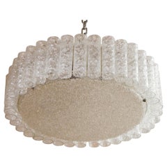 Kalmar Mid-Century Modern Frosted Glass Circular Ceiling Light Pendant