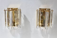 Kalmar Mid-Century Modern Pair of Large Crystal Glass Wall Lights / Sconces