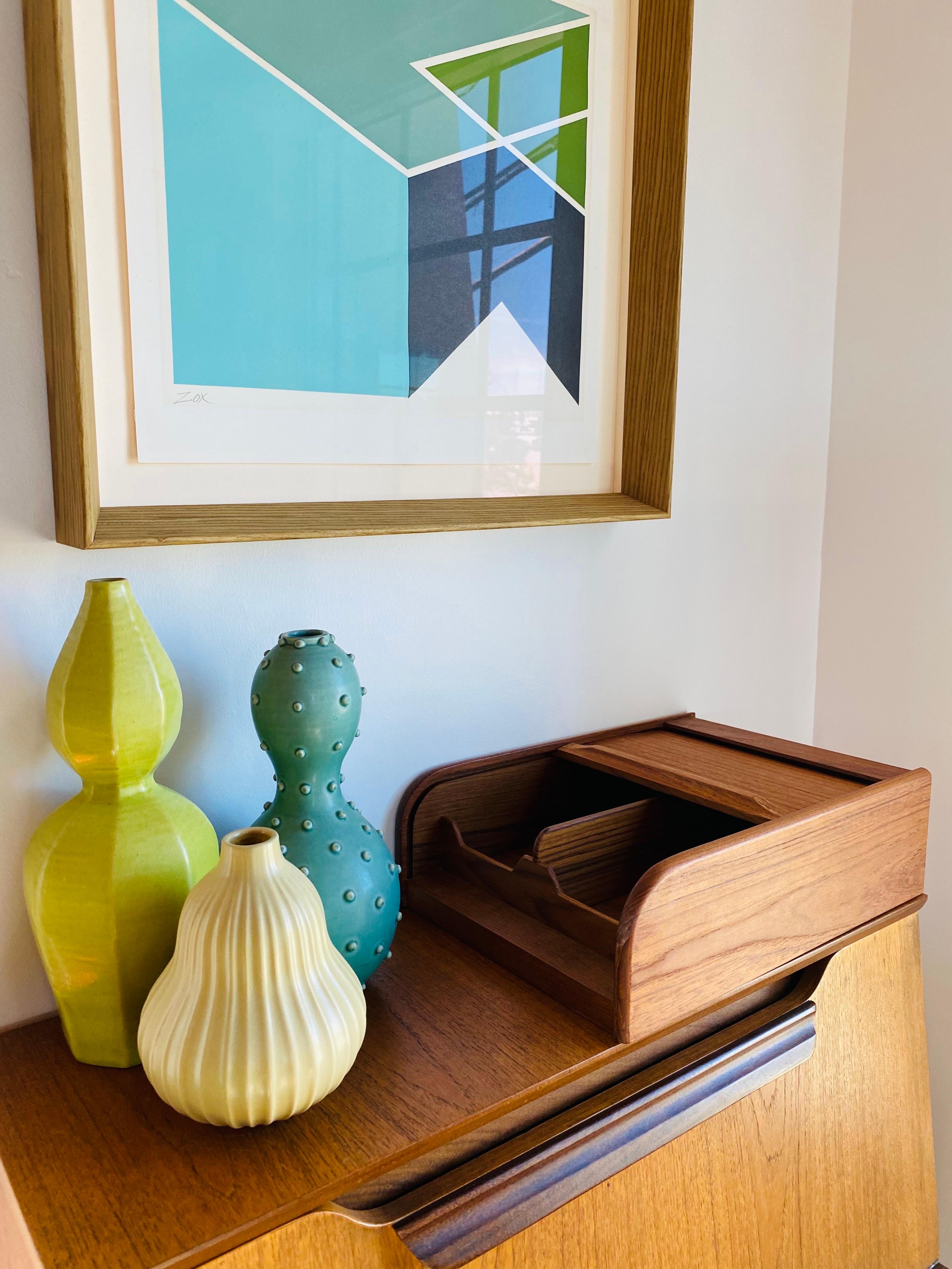 Kalmar Mid-Century Teak Desk Organizer / Letter Tray 1970s For