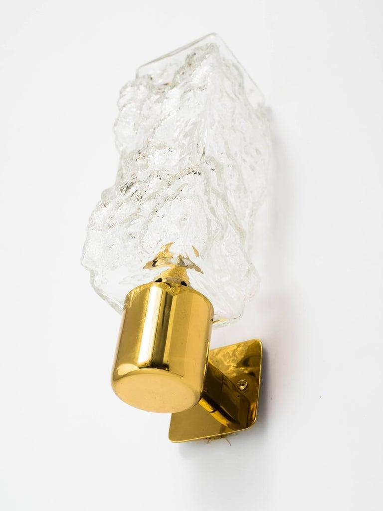 Austrian Kalmar Murano Glass and Brass Metal Sconce with Brutalist Design, c. 1960's For Sale