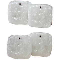 Kalmar Pair of Pulegoso "Foam" Glass Wall Lights or Vanity Sconces / Lamps 1970s