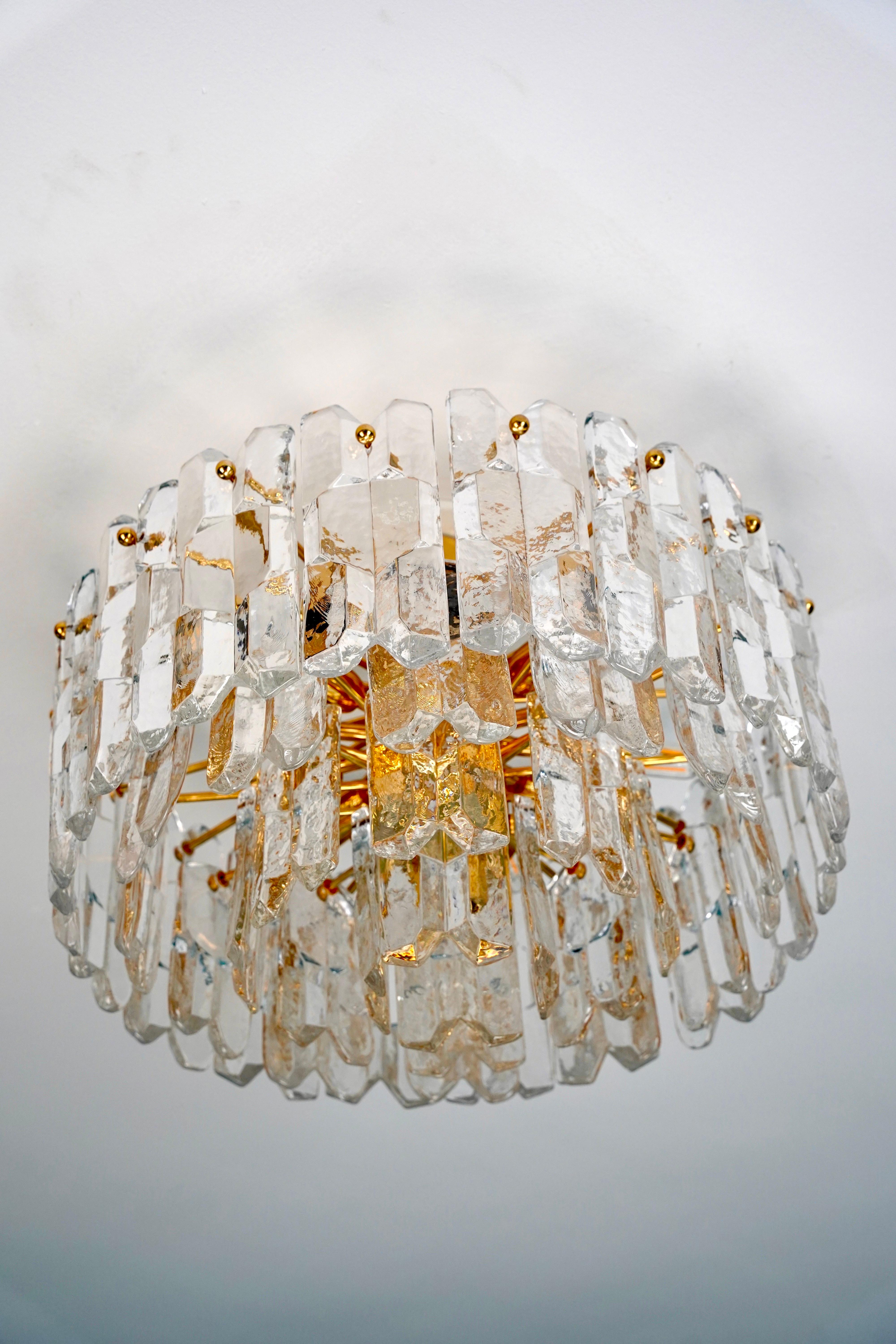 Semiplafón Kalmar Palazzo Dorado 24K con elementos de cristal, 1970, Austria en venta 2