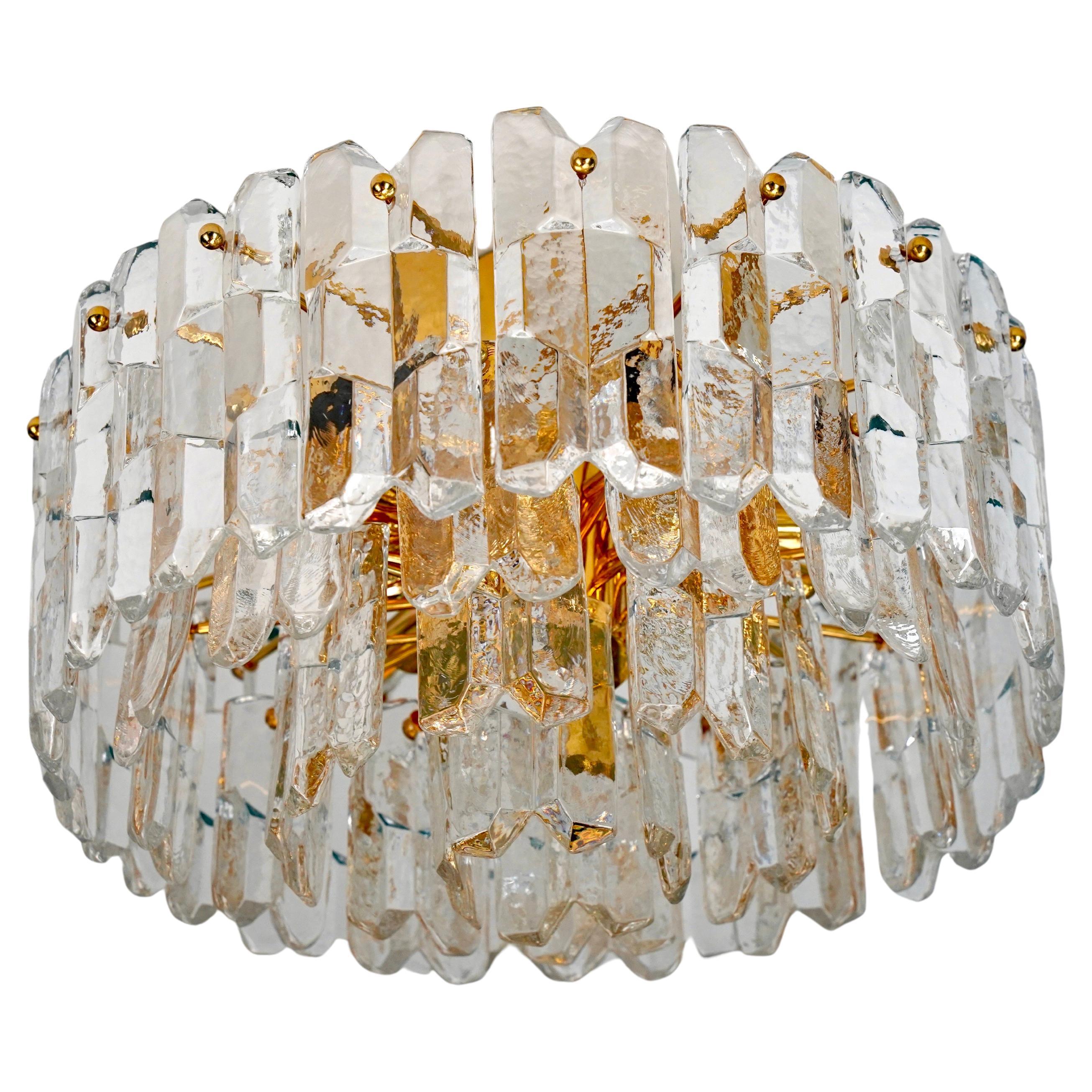 Semiplafón Kalmar Palazzo Dorado 24K con elementos de cristal, 1970, Austria en venta