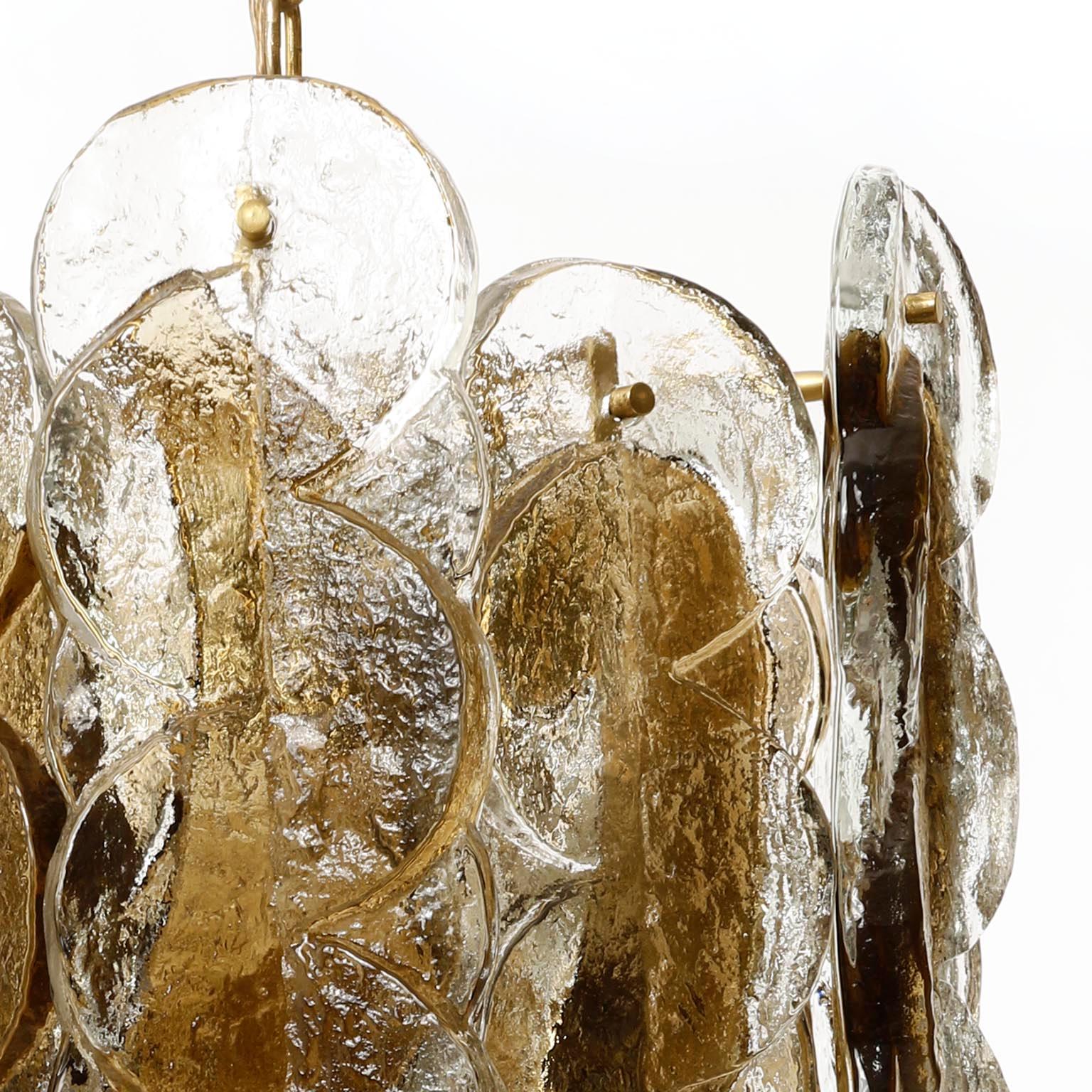 Kalmar Pendant Light Chandelier 'Citrus', Brass Amber Glass, 1970s For Sale 2