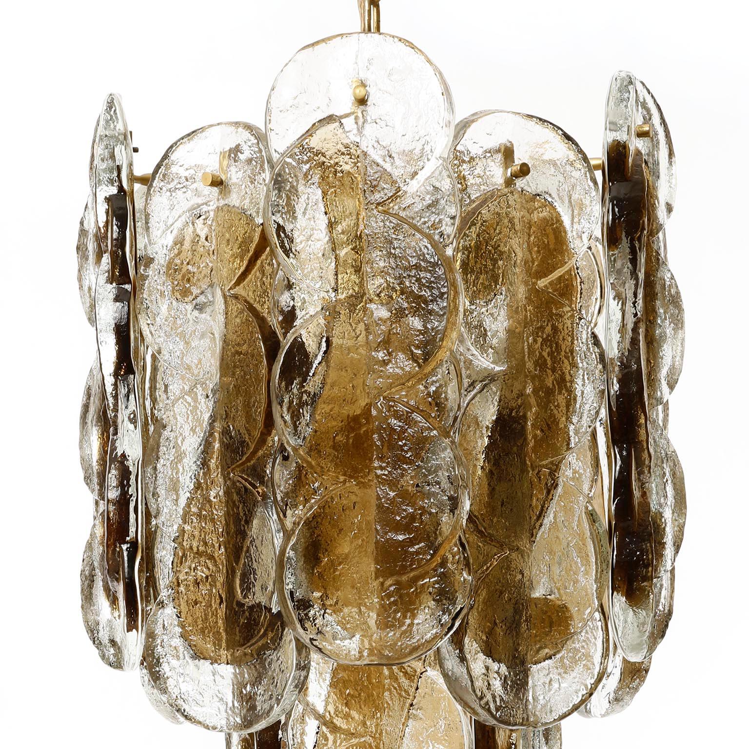 Kalmar Pendant Light Chandelier 'Citrus', Brass Amber Glass, 1970s For Sale 2