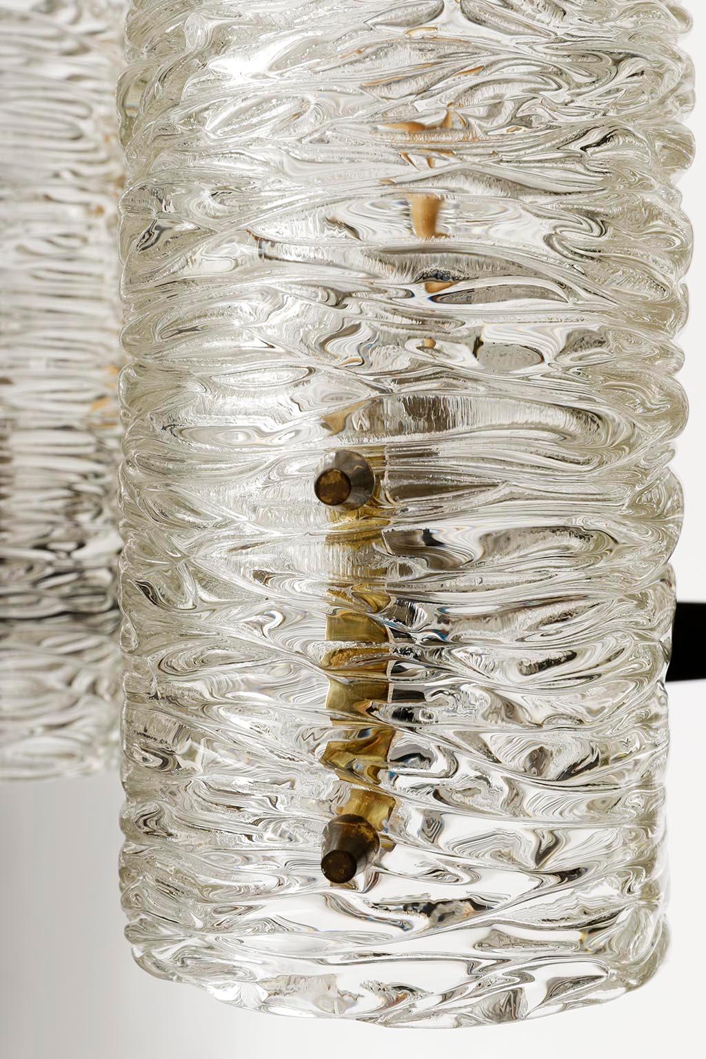 Kalmar Pendant Light or Chandelier, Brass Glass, 1960 For Sale 2