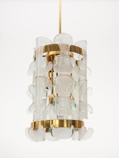 Kalmar Rare Interlocking Glass and Brass Chandelier, 1970s, Model "Catena".