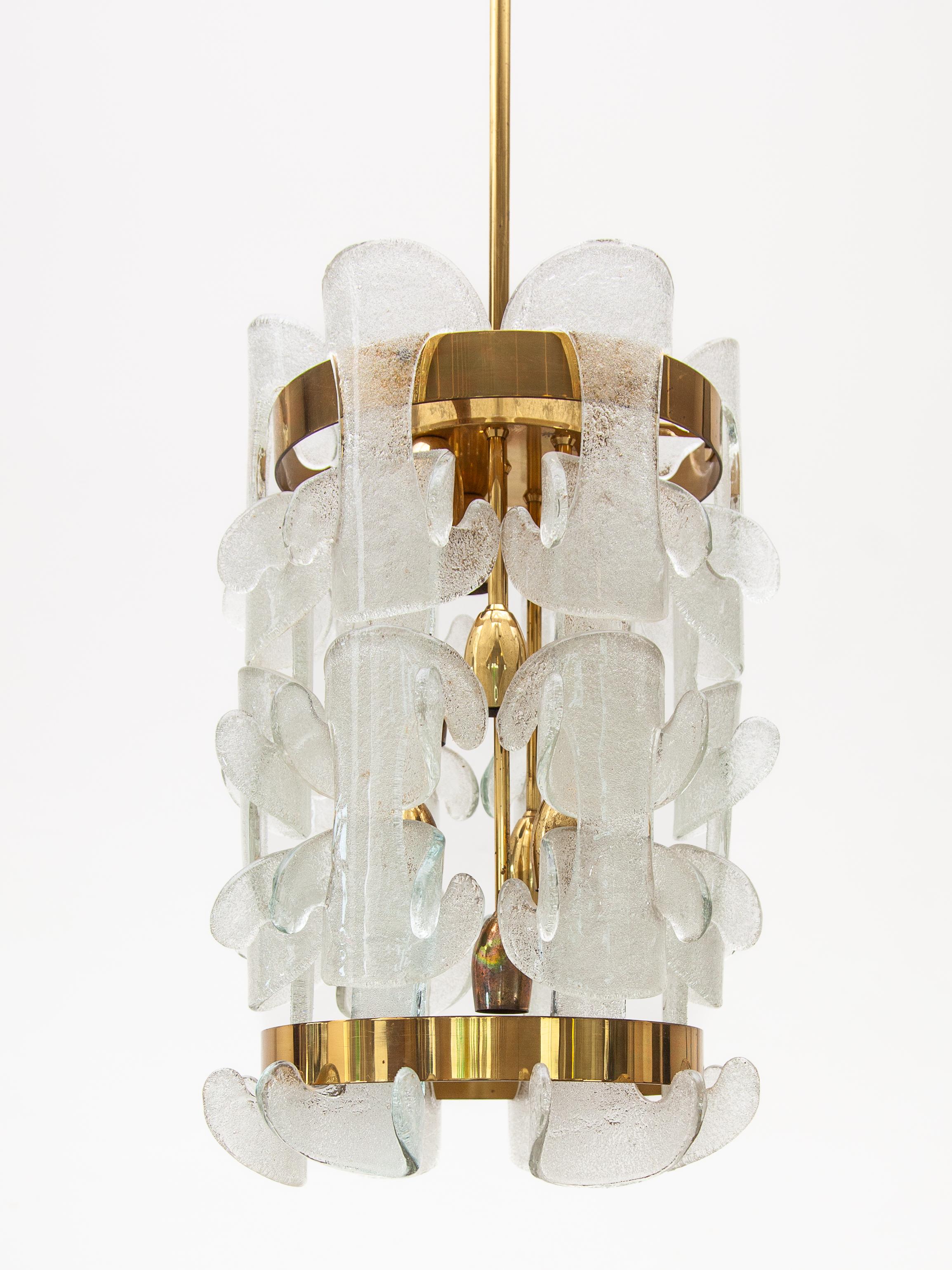 Autrichien Lustre Kalmar en verre et laiton, 1970, modèle 