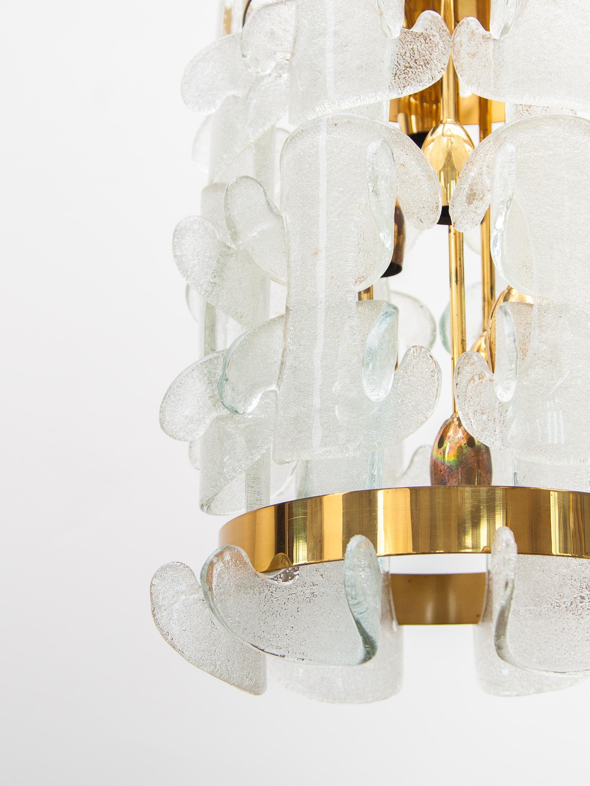 Lustre Kalmar en verre et laiton, 1970, modèle 