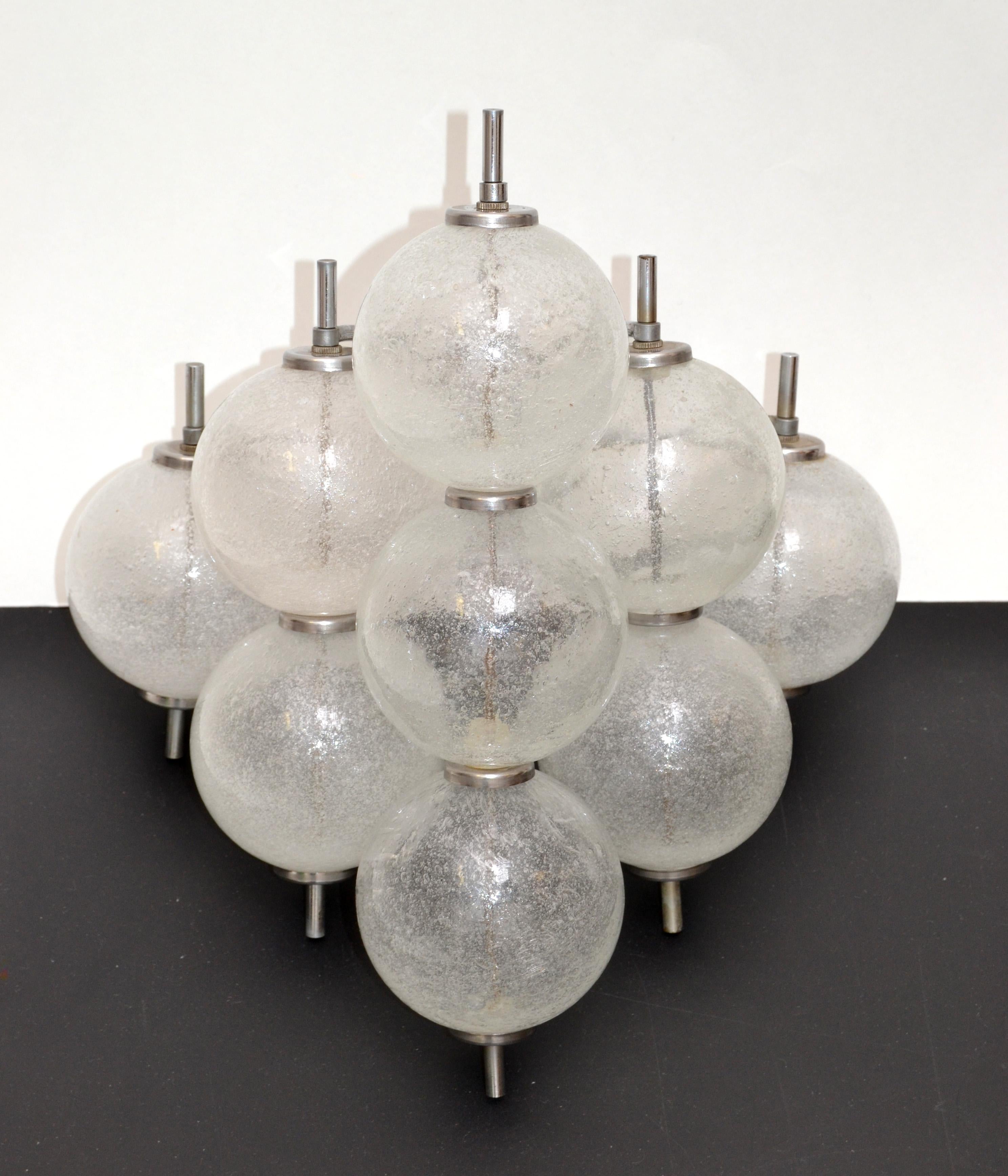 Kalmar Sconces Blown Bubbles Glass in Grape Form on Nickel Frame Austria, Pair 2