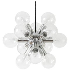 Lampadario o sospensione Sputnik Kalmar 'RS 12', vetro alluminio, 1970, 1 di 2