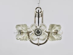 Lampadario a sospensione con fiori di cristallo in stile Kalmar di Sische, Germania, anni '70