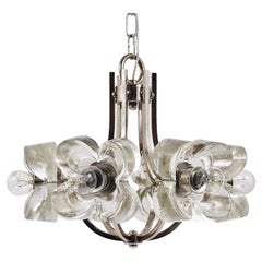 Kalmar Style Crystal Glass Flower Pendant Chandelier by Sische, Germany, 1970s