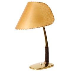 Kalmar Table Lamp 'Arnold' Mod. 1191, Brass Braided Leather, Austria, 1960