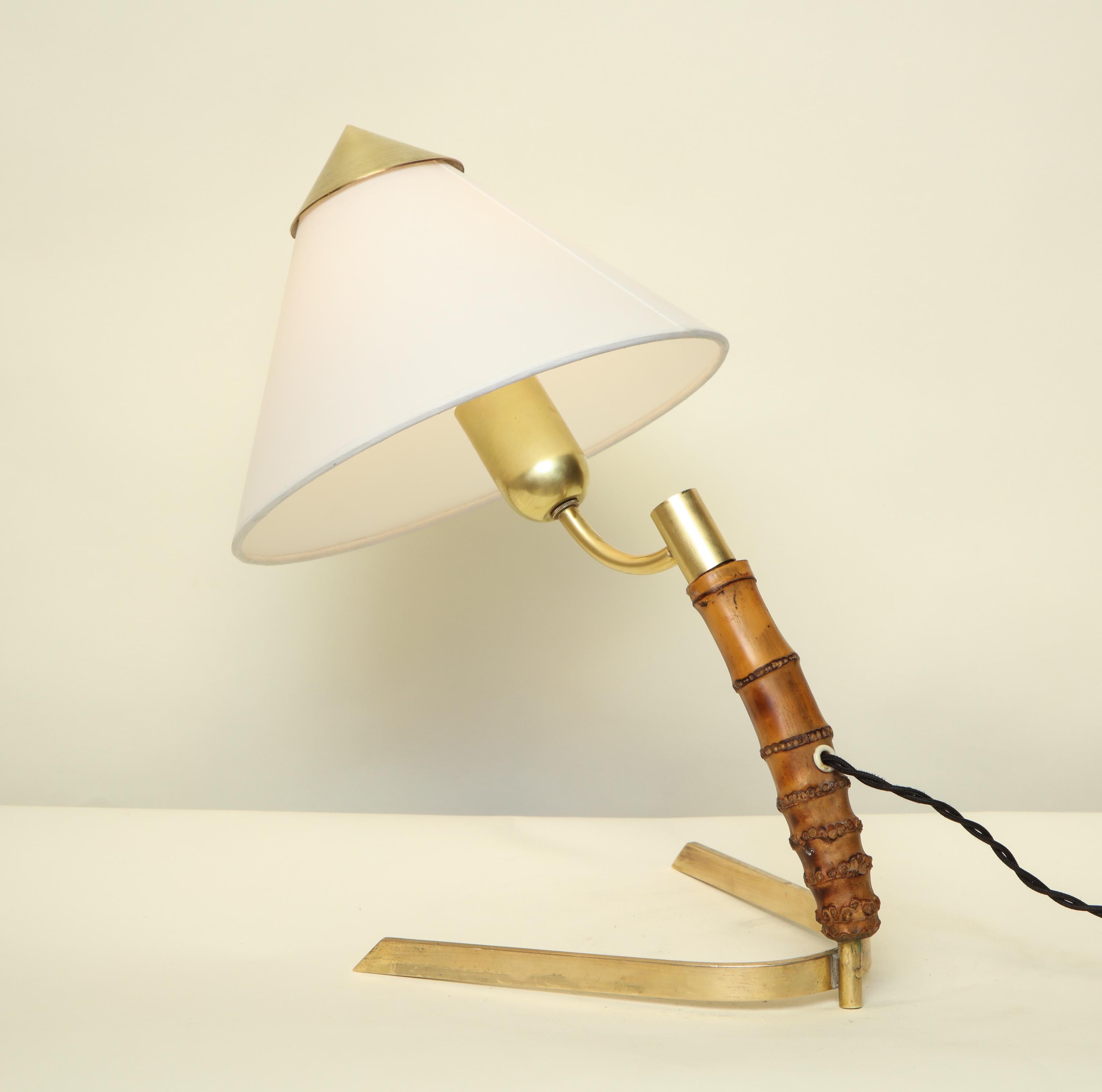 Kalmar Table Lamp Mid-Century Modern Bamboo Brass Austria, 1950s For Sale 4