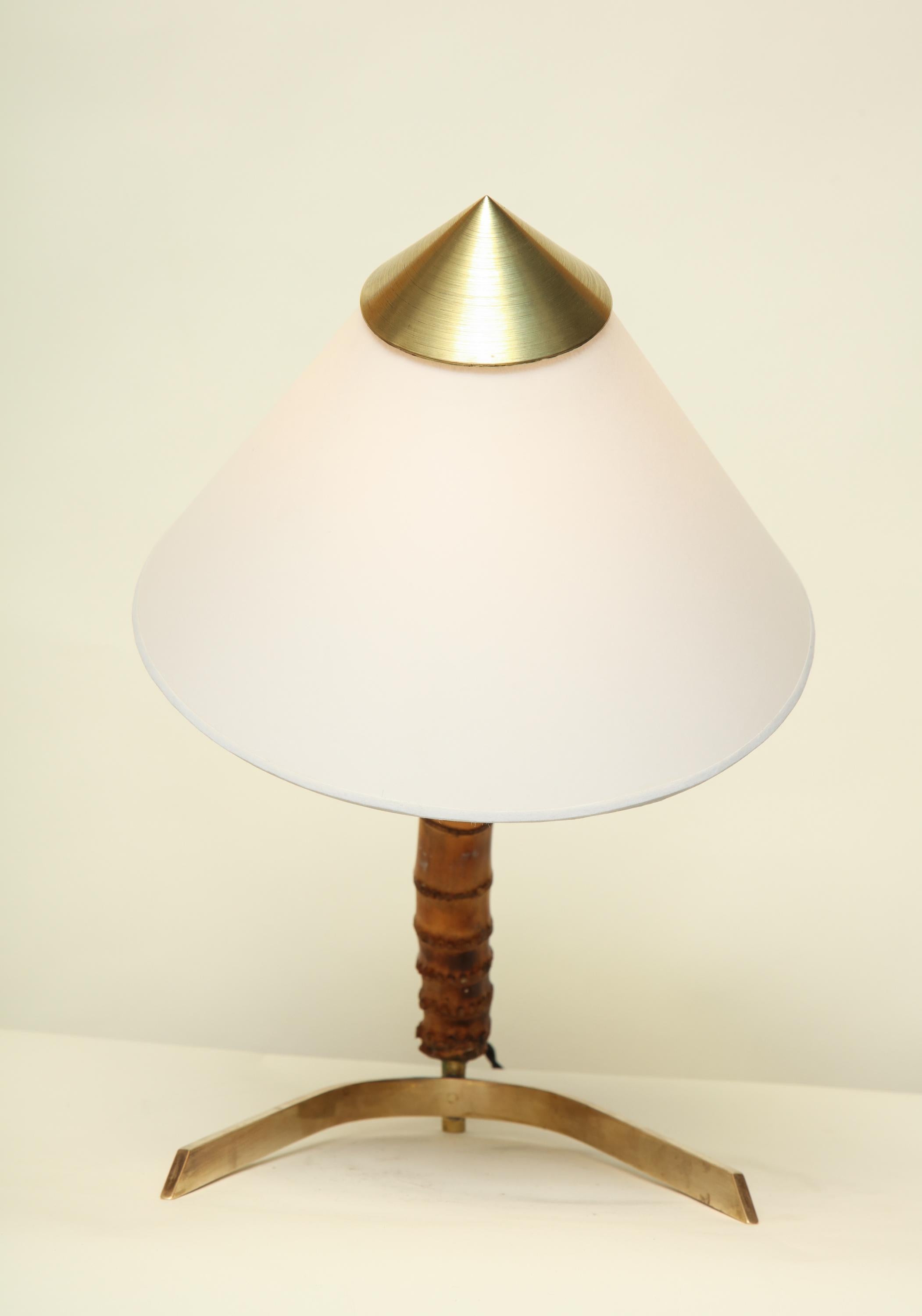Kalmar Table Lamp Mid-Century Modern Bamboo Brass Austria, 1950s For Sale 5