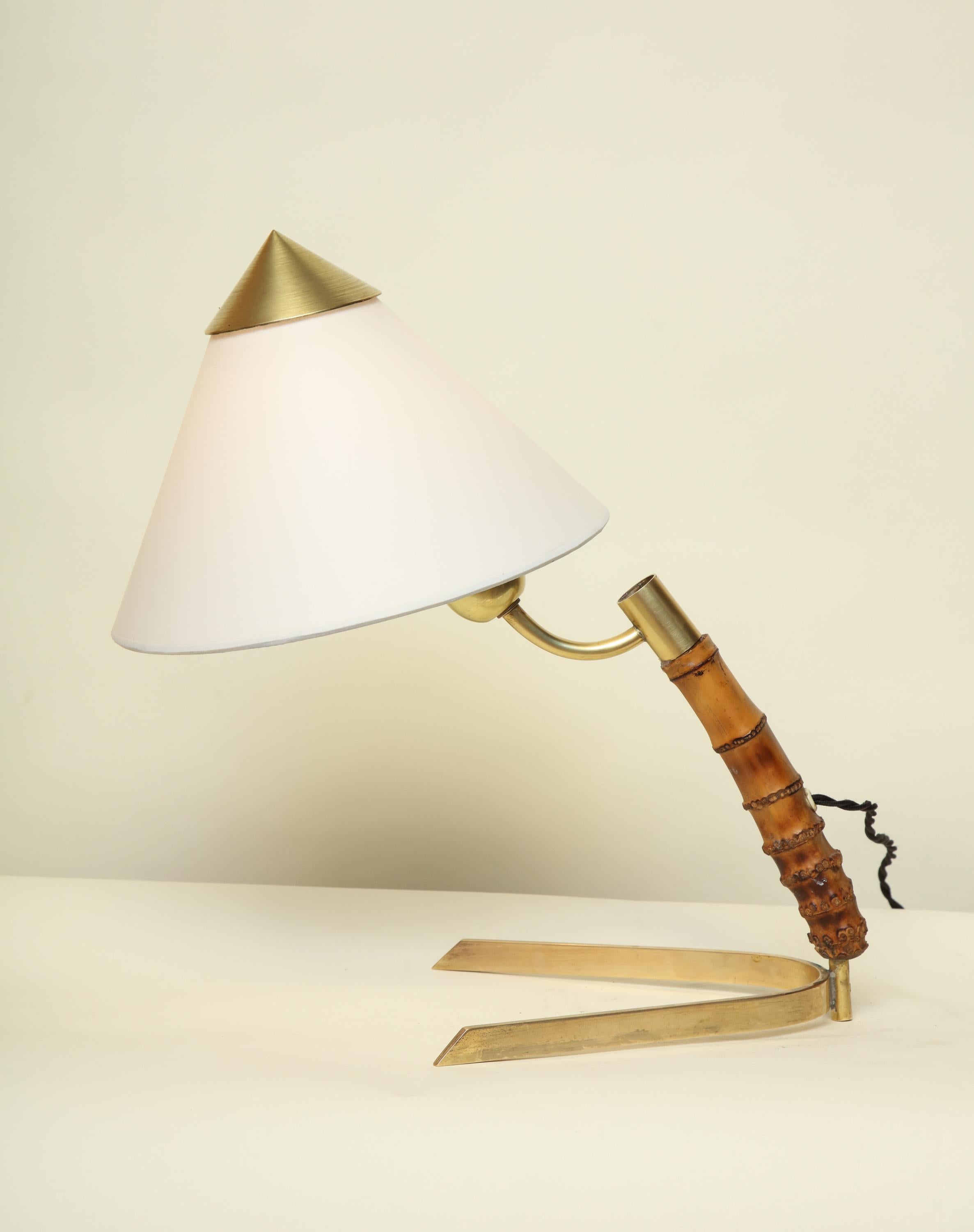 Kalmar Table Lamp Mid-Century Modern Bamboo Brass Austria, 1950s For Sale 6